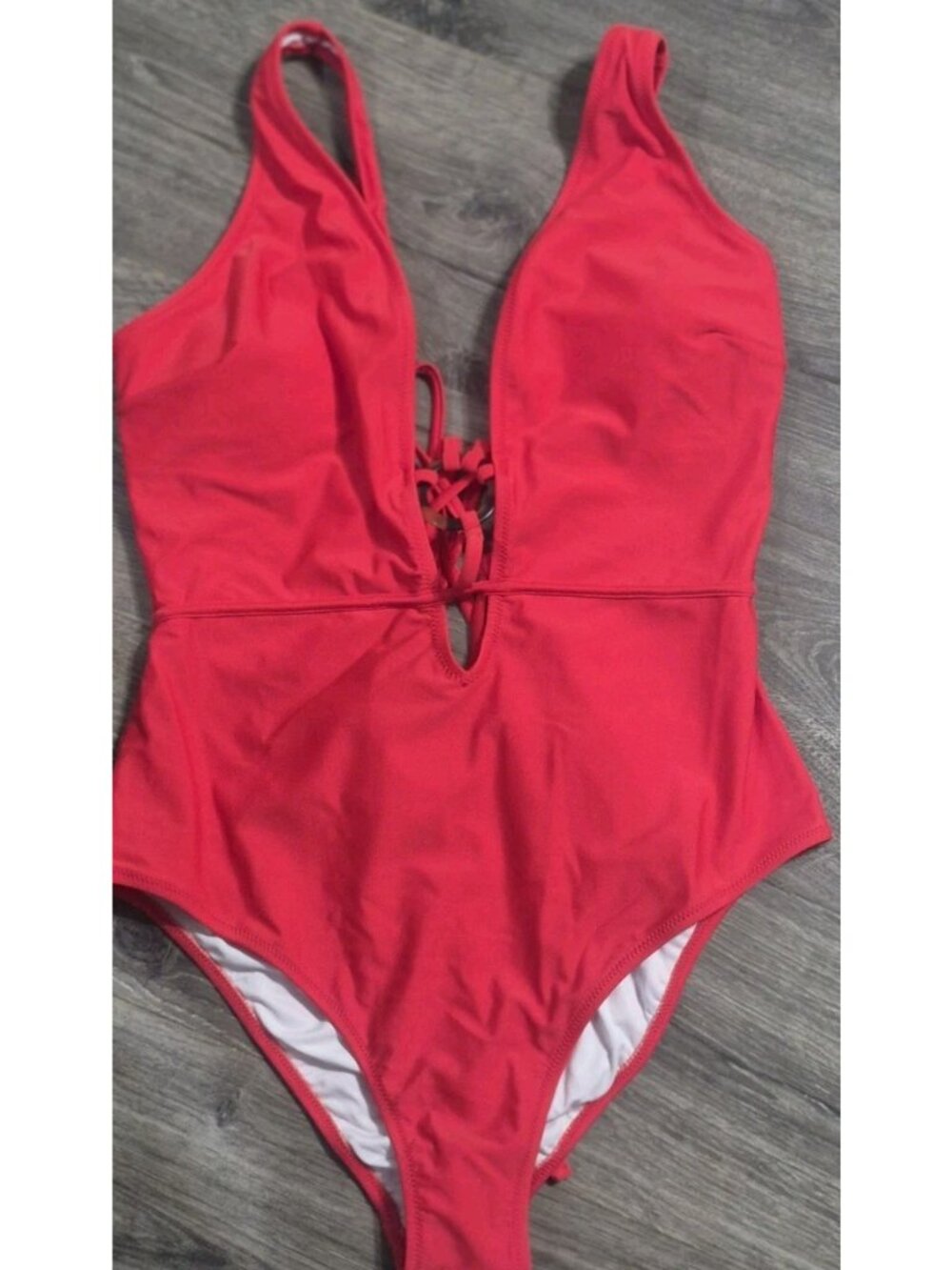 NWT Cupshe Too Hot To Handle Red Strappy One Piece Swimsuit Women's Size Large - Picture 4 of 9